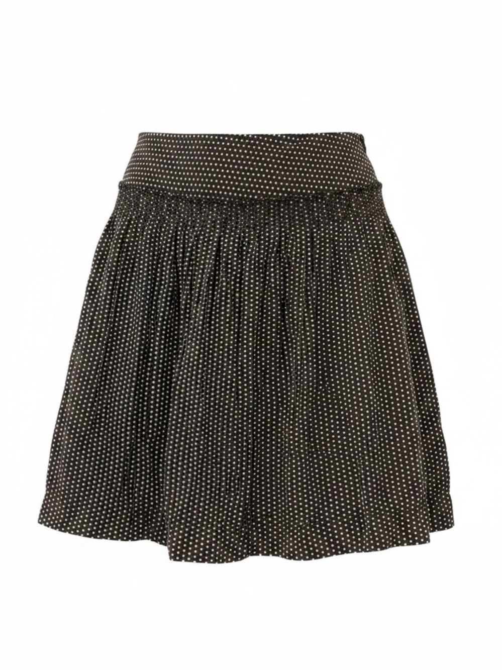 Max Studio Brown Polkadot A-Line Mini‎ Skirt - Pleated Ruffles Size Large